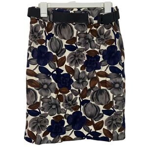 Boden Blue Floral Midi Length Pencil Skirt
